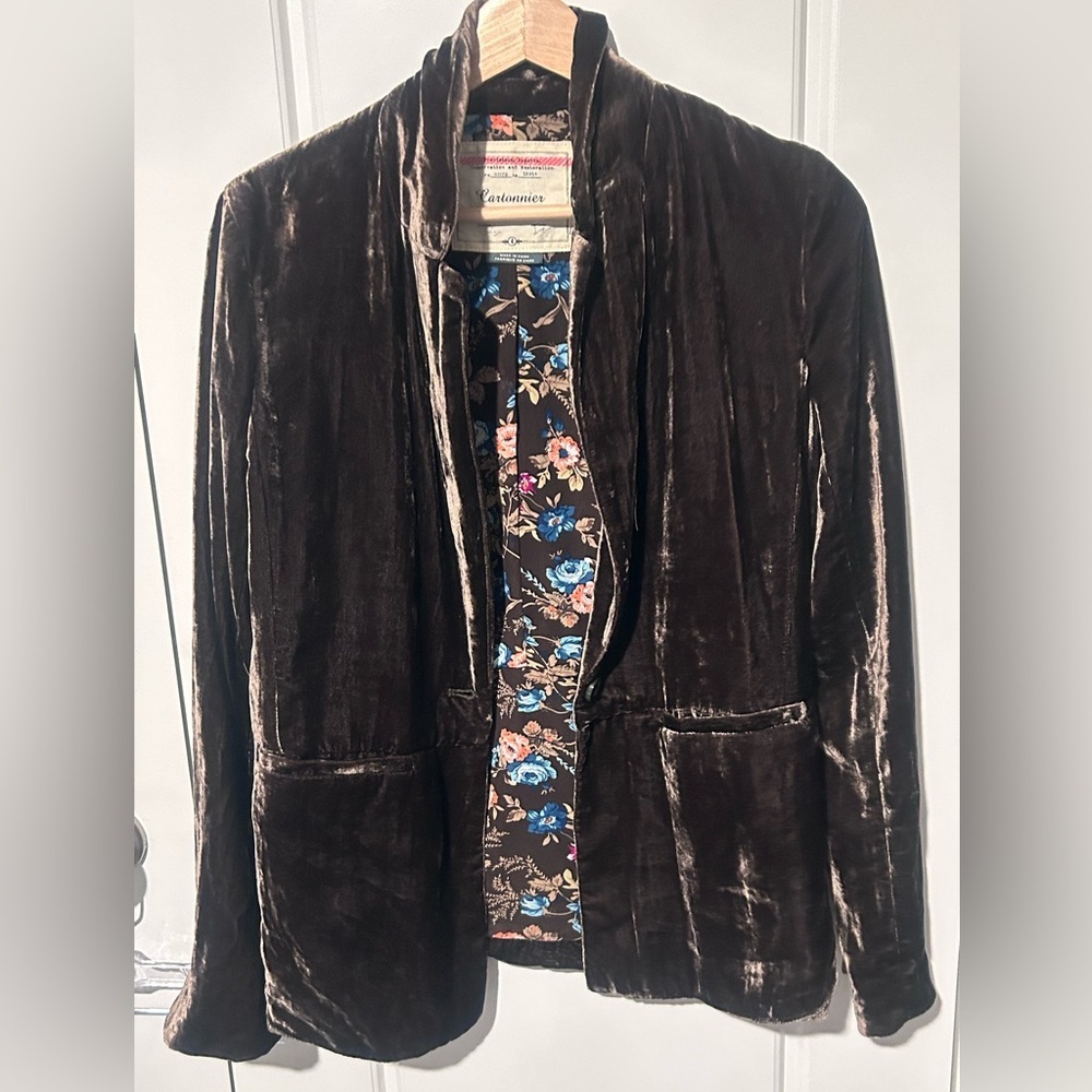 Anthropologie Cartonnier Velvet Blazer Size 4 - Picture 6 of 10